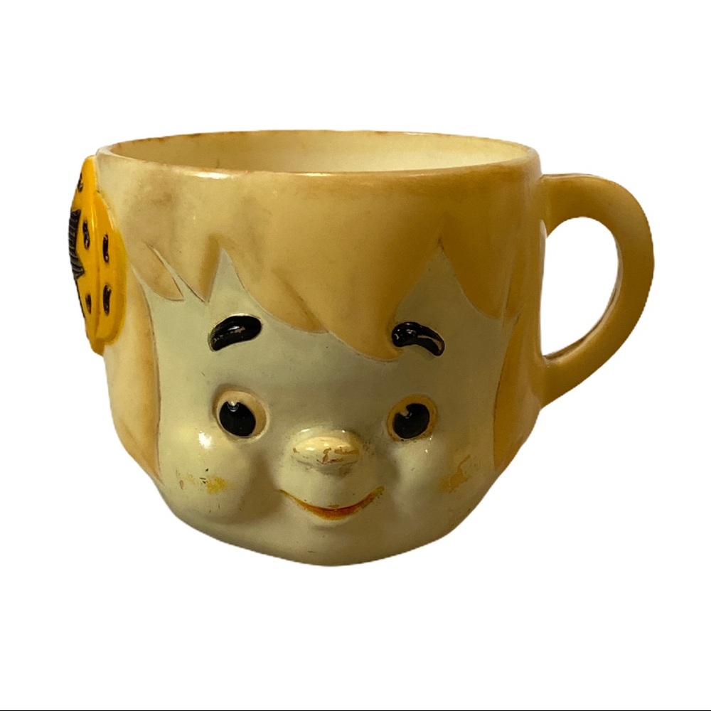1972 Rare plastic Flintstones Bam Bam cup Hanna Barbara Nostalgic Caveman